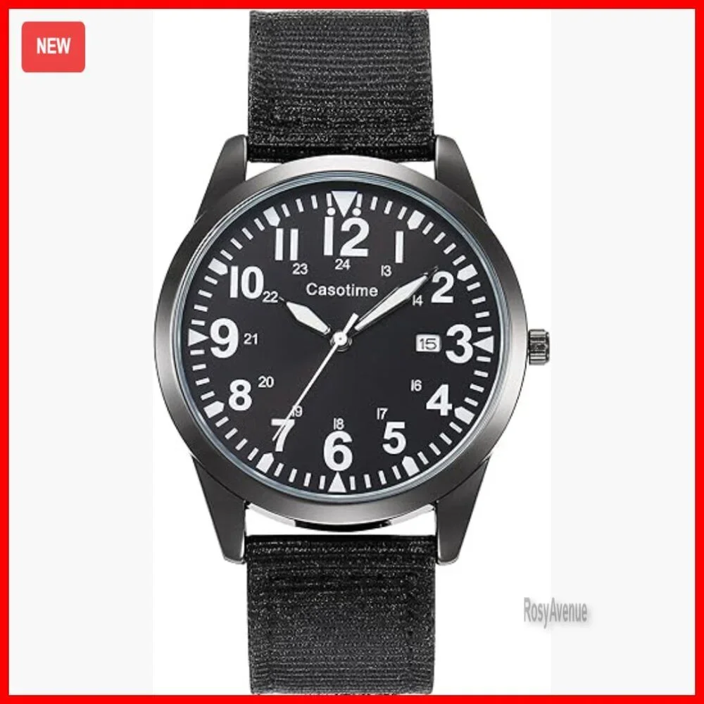 Men's Tactical Analog Quartz Watch Luminous Dial 30M Water Resistant